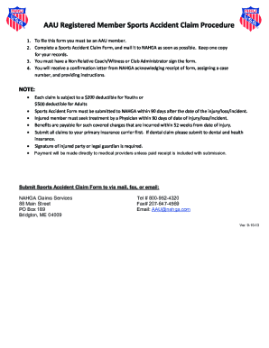 Sports Accident Claim Form