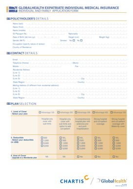 GlobalHealth Expatriate Individual Medical Insurance Application Form