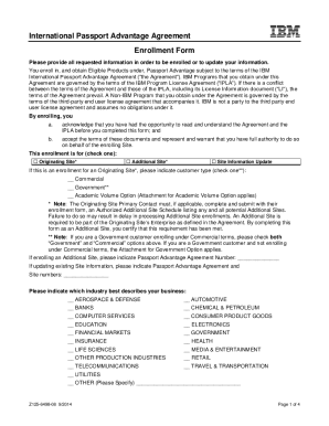 International Passport Advantage Agreement Enrollment Form