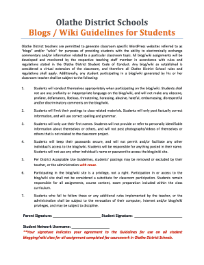 Olathe District Student Blog/Wiki Guidelines