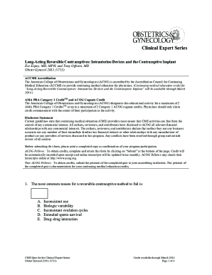 CME Quiz on Long-Acting Reversible Contraceptives