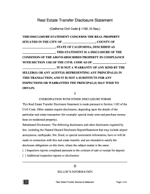 California Real Estate Transfer Disclosure Statement
