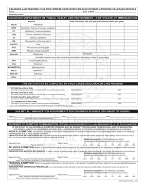 Colorado Certificate of Immunization