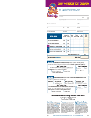Disney Youth Group Ticket Order Form