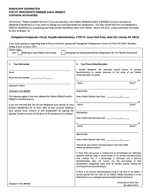 Fidelity 403(b) Beneficiary Designation Form