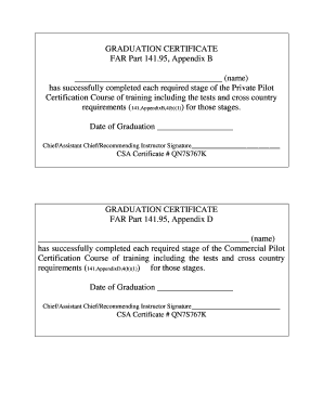 Graduation Certificate for Pilot Training