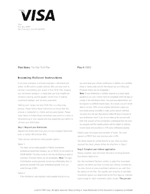 Visa Thrift Plan Rollover Instructions