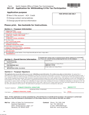 North Dakota Withholding E-File Application