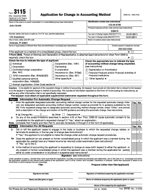 IRS Form 3115 Application for Change in Accounting Method