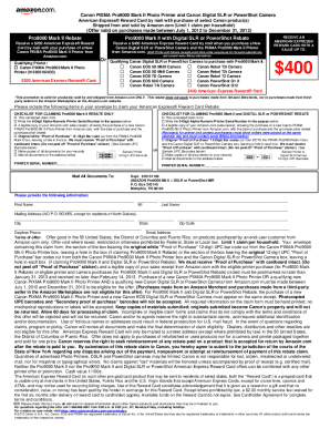 Canon Printer and Camera Rebate Form