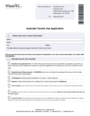 Australia Tourist Visa Application