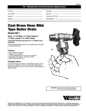 Watts HB-1 Hose Bibb Form