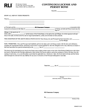 Continuous License and Permit Bond