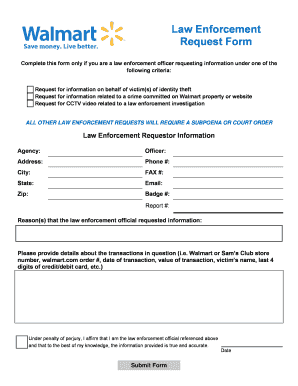 Law Enforcement Request Form