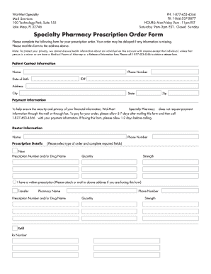 Specialty Pharmacy Prescription Order Form