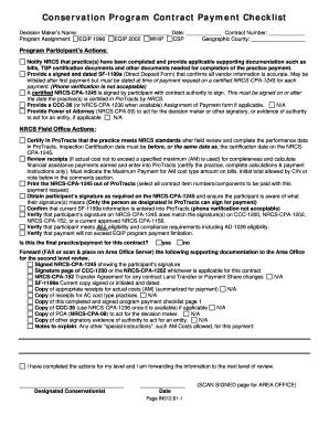 Conservation Program Contract Payment Checklist