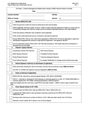 USDA Payment Review Checklist