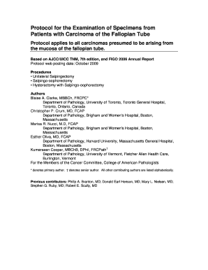 Fallopian Tube Carcinoma Examination Protocol