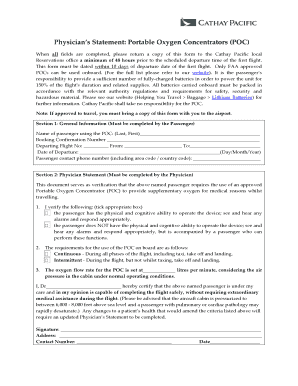 Physician’s Statement for Portable Oxygen Concentrators