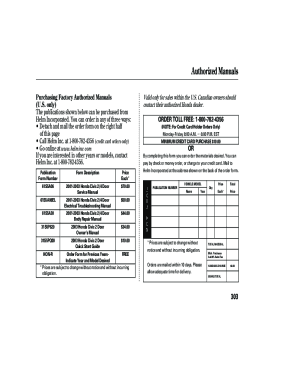 Honda Civic Service Manual Order Form