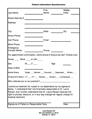 Patient Information Questionnaire