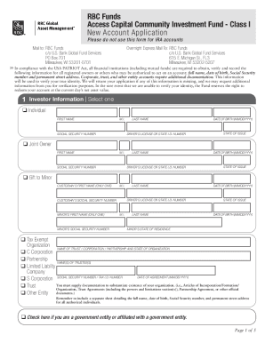 RBC Funds New Account Application