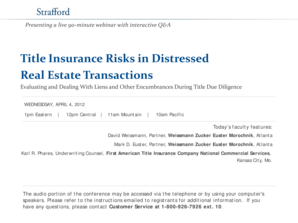 Title Insurance Risks in Distressed Real Estate Transactions