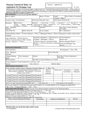 Nanyang Commercial Bank Mortgage Loan Application