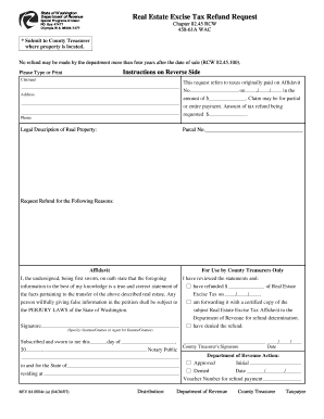 Washington Real Estate Excise Tax Refund Request