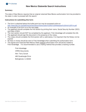 New Mexico Authorization for Release of Information