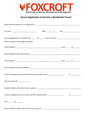 Residential Tenant Application Form