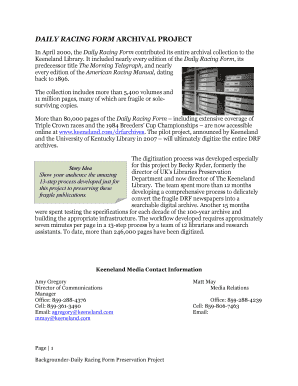 Fillable Online DAILY RACING FORM ARCHIVAL PROJECT Fax Email Print - pdfFiller