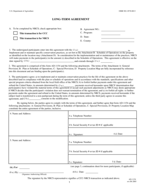 USDA Long-Term Agreement Form AD-1154