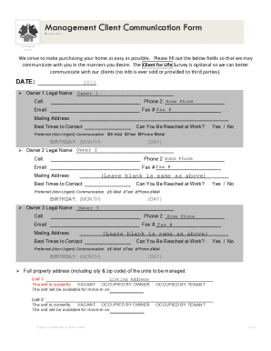 Client Communication Form