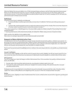 Limited Resource Farmer Waiver Request