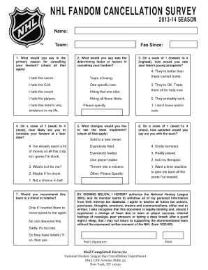 NHL Fan Cancellation Form