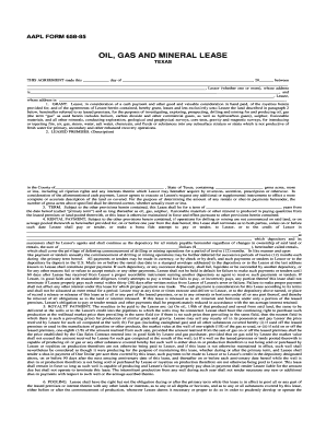 Oil Gas and Mineral Lease Texas