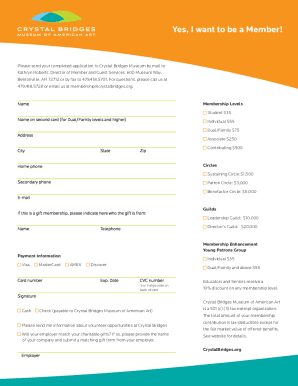 Crystal Bridges Museum Membership Application