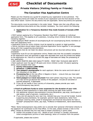 Canada Temporary Resident Visa Checklist