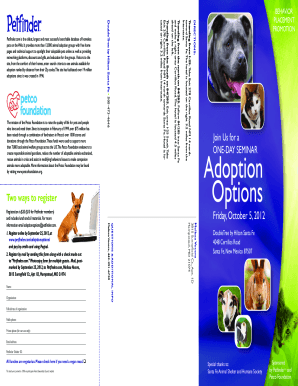 Petfinder Adoption Options Seminar Registration Form