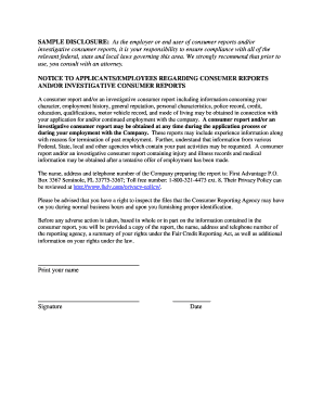 Notice to Applicants Regarding Consumer Reports
