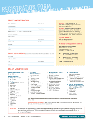TESOL 2012 Registration Form