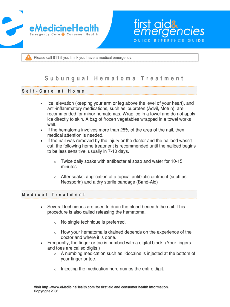 Fillable Online Subungual Hematoma Treatment Fax Email Print pdfFiller