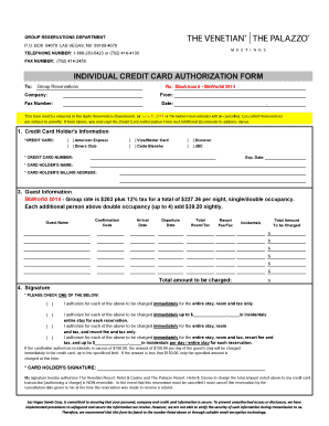 Credit Card Authorization Form