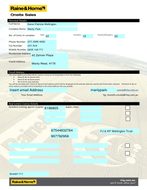 Raine & Horne Real Estate Agent Application Form