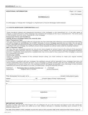 Schedule Form 16.1 for Mortgage Prepayment Terms