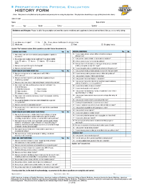 Preparticipation Physical Evaluation Form