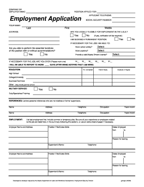 Alaska Employment Application Form