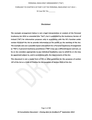 Personal Insolvency Arrangement Form