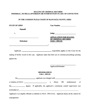 Application for Sealing of Criminal Records